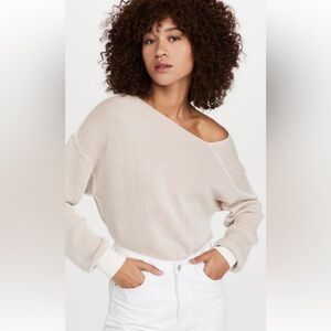 Line & dot off the shoulder sweater